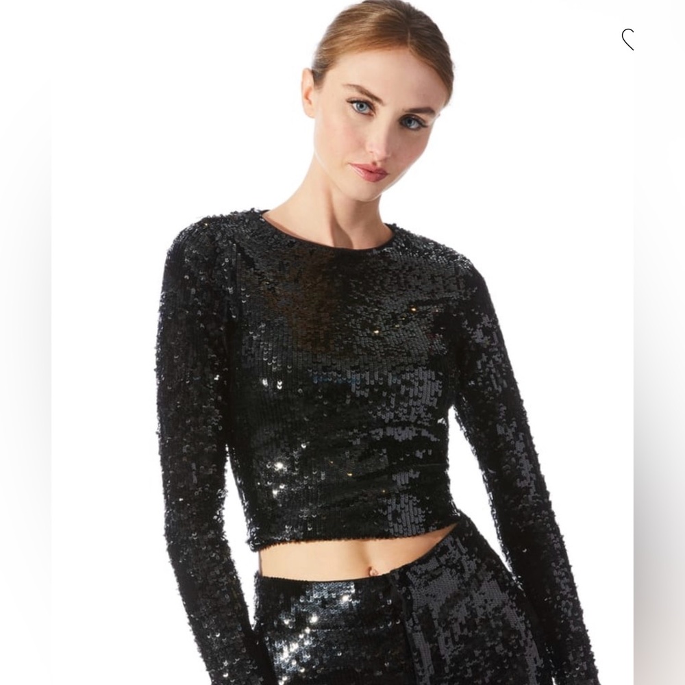 Alice + Olivia Sequin Embellished Crop Top